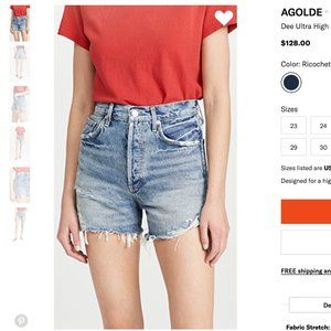 Agolde Dee Ultra High Rise Shorts  in Ricochet